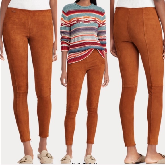 NWT! ($1,298) Polo Ralph Lauren Suede Skinny Stretch Pants - Picture 5 of 16